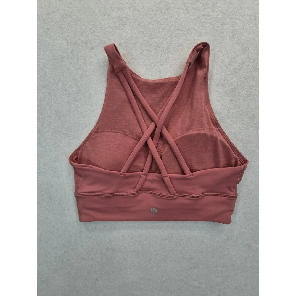 Lululemon Energy High Neck Longline Sports Bra Women's 8 Pink